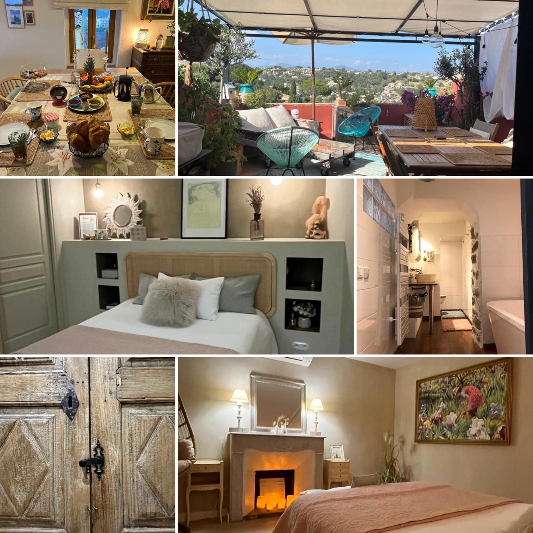 Ferienwohnung Bed & Breakfast Les Hauts De Cagnes Vue Mer Et Montagne Exterior foto